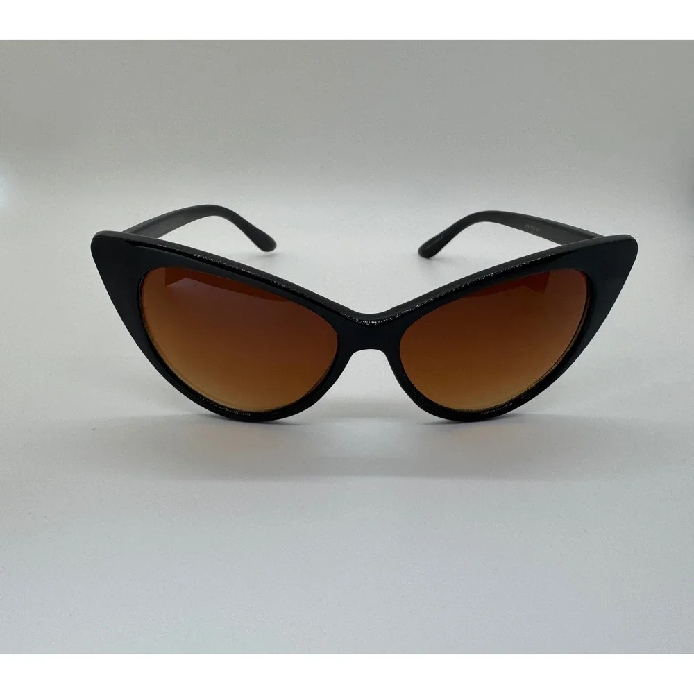 Kateyez Black Cat Eye Sunglasses Retro Vintage Style Brown Gradient Lens